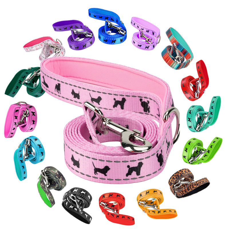 EcoBark Dog Leash - Soft & Reflective Comfort Training Leashes with Padded Handle - Safe, Strong, & for Small, Medium or Large Dogs (Baby Pink) 5 ft x 3/4 in - Narrow Width Baby Pink - PawsPlanet Australia