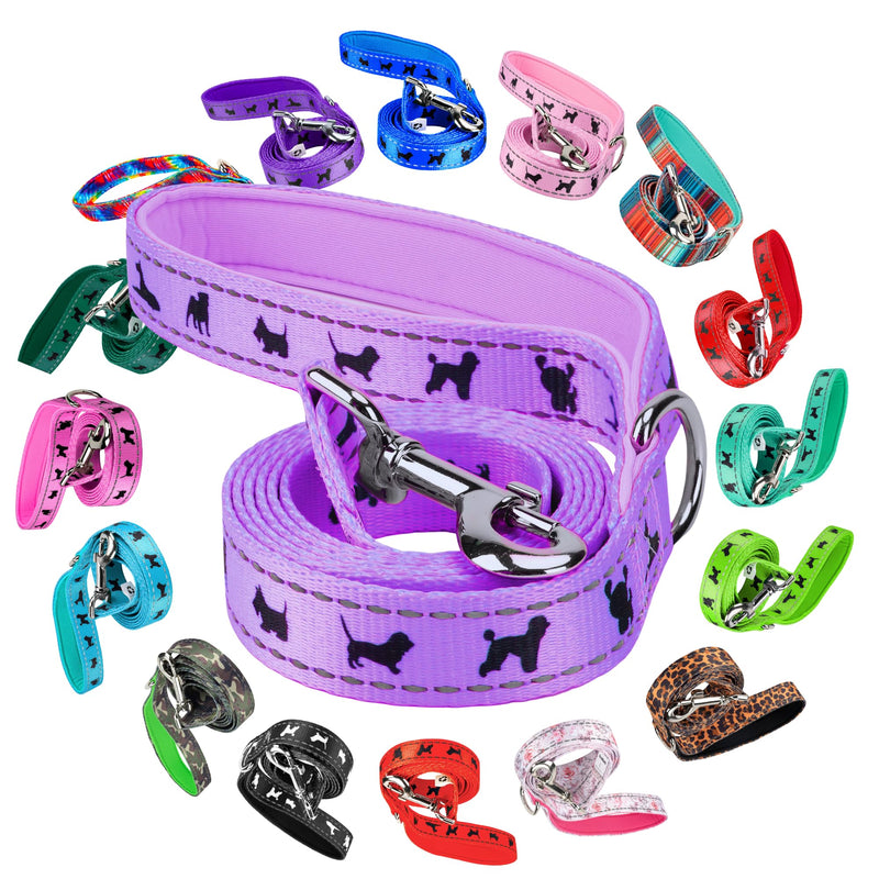 EcoBark Dog Leash - 4 FT / 5 FT / 6 FT Reflective Dog Leash- Eco-Bright Dog Leashes with Padded Handle - Strong Heavy Duty Dog Leash - Nylon Dog Leash for Small and Medium Dogs (Lavender Dog Leash) 5ft x 3/4 inch Lavender - PawsPlanet Australia
