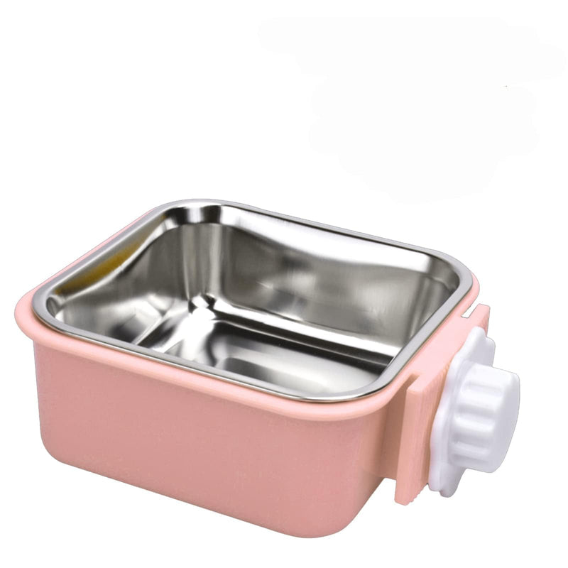 septillar Pet Hanging Bowl for Crates, 2 in 1 Small Dog Bowl Puppy Bowl Removable Stainless Rabbit Bowl Cat Feeder Food Water Bowls for Puppy Cat Bird Rabbit Hamster Guinea Pig Ferret Small Animals Pink - PawsPlanet Australia