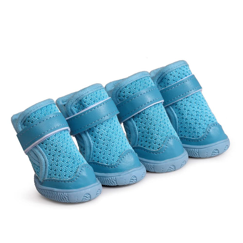 Hdwk&Hped Small Dog Boots, Breathable Mesh Summer Dog Shoes Pink Stylish PU Dog Girl Booties with Durable Non-Slip Rubber Sole (Solide Style - Blue, #3 (6~10lb)) Solide Style - Blue #3 (6~10lb) - PawsPlanet Australia