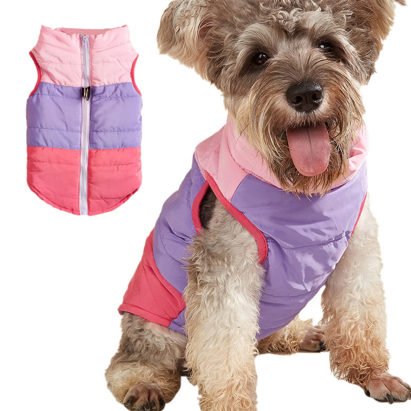 Jecikelon Small Dog Winter Coat Windproof Warm Puppy Jacket Zip Up Dog Snowproof Vest with D-Ring X-Small Y02 Rose