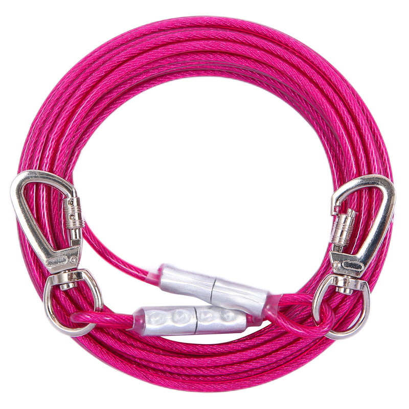 Dog Tie Out Cable for Dogs Outside Up to 125lbs,30/50FT Long Dog Leashes&Chains,Small-Large Dogs Runner Cable for Yard ,Heavy Duty Dog Lead Line for Outdoor,Camping,Park 125lbs 50FT Rose Red - PawsPlanet Australia