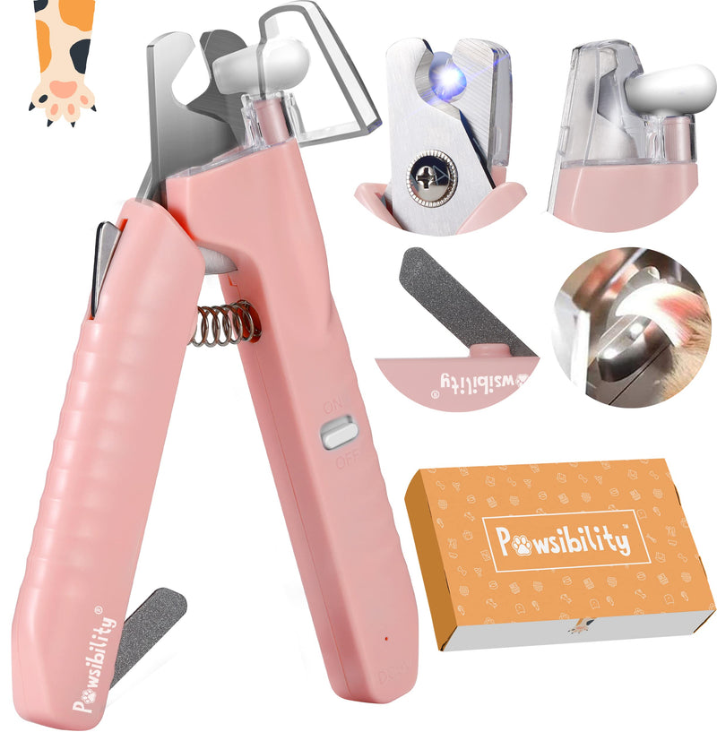 Reinvented Pet Nail Clippers for Your Pal - USB Rechargeable LED Light for Bloodline | Razor Sharp and Durable Blade | Vets Recommended Trimming Tool for Dogs and Cats - Pink - PawsPlanet Australia