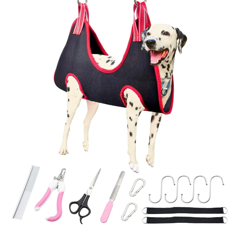Pet Grooming Hammock for Multipurpose Use, 13 PCS Pet Grooming Kit for Cat & Dog Grooming, Dog Hammock with Nail Clippers/File/Scissors/Steel Comb for hairs, Dog Grooming Harness for Nail Trimming Large - PawsPlanet Australia