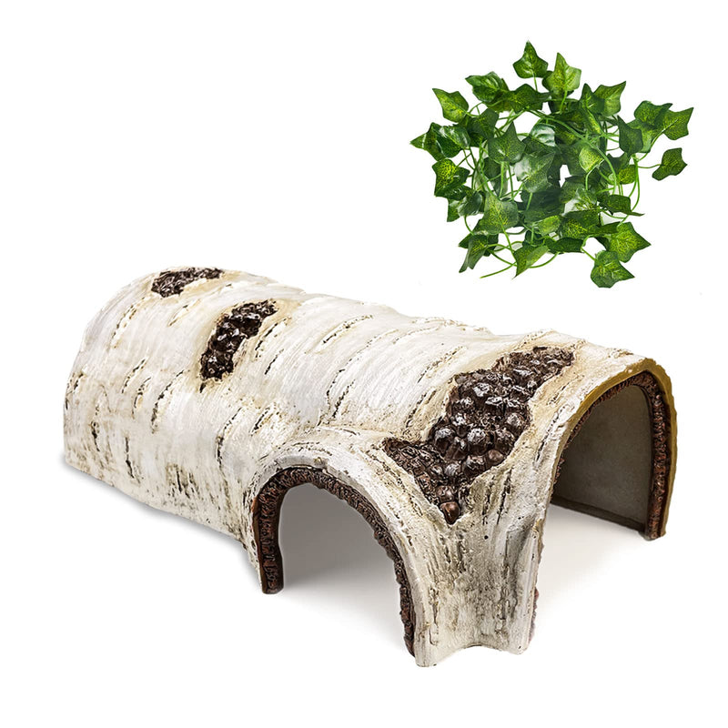 Cosyall Reptile Hide Caves Simulation Tree Hideout Snake Hide Leopard Gecko Terrarium Plastic Plant Leaves Ornament Habitat Shelter Decor for Lizard Hermit Crab Spider Frog Amphibians Large - PawsPlanet Australia