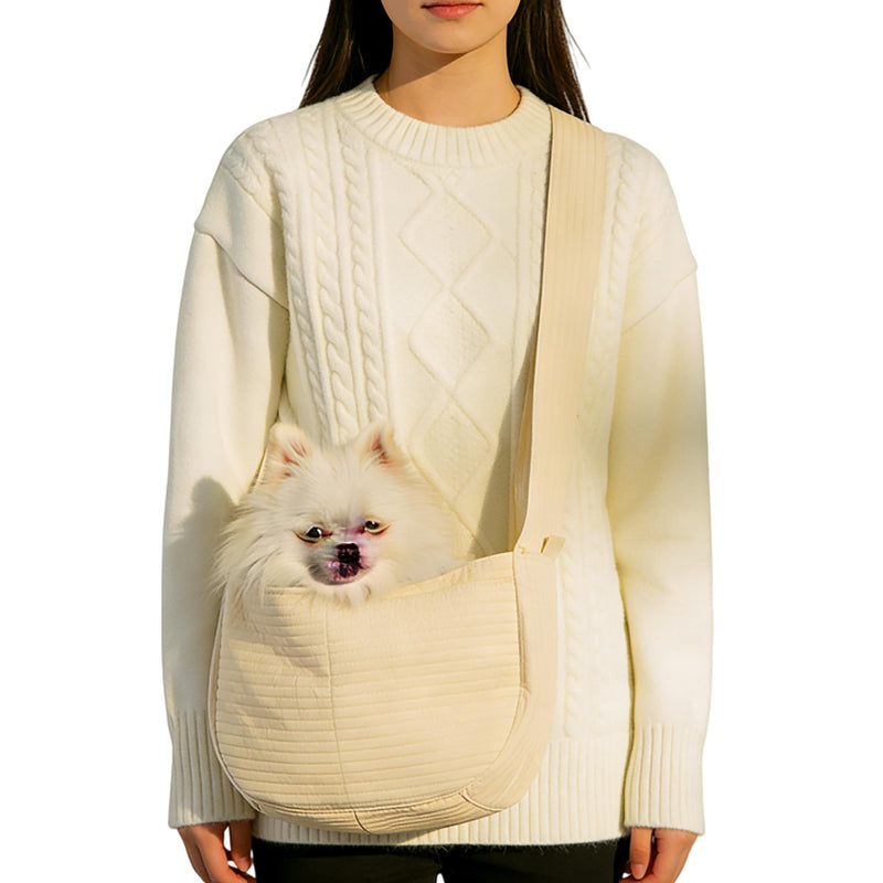 Small Puppy Sling Bag Dog Sling Carrier Adjusatable Shoulder Bag Hands Free Sling Carrier Portable Outing for Small Dogs Cats Puppy(Under 10 lbs) Brown - PawsPlanet Australia