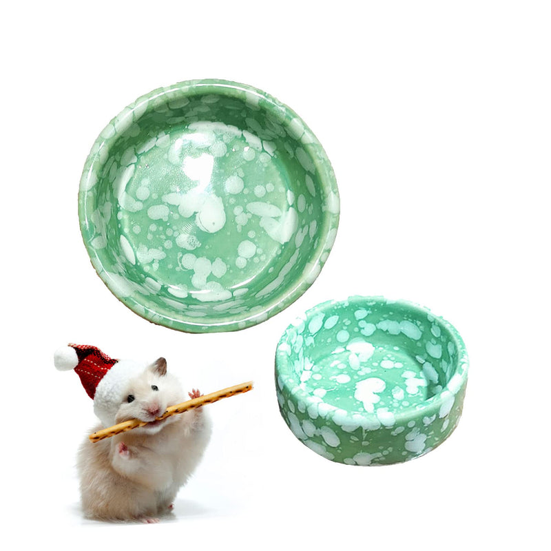 kathson 2 Pcs Hamster Food Bowl Guinea Pig Ceramic Water Bowl Small Animal Feeding Dish for Dwarf Hamster Gerbil Syrian Ferret Hedgehog Chinchilla Bunny (Green)… Green - PawsPlanet Australia