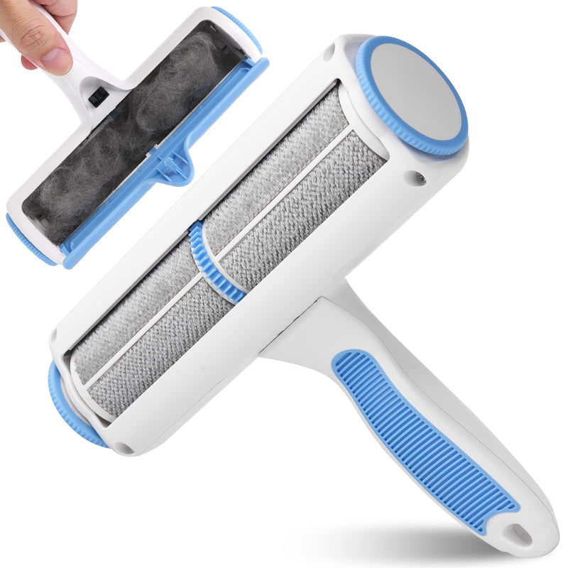 Pet Hair Remover Reusable Cat and Dog Hair Remover Multi-Surface Lint Roller Portable Fur Removal Tool for Furniture,Couch,Carpet,Bedding,Clothes and Car Seats, Non-Slip Handle Self-Cleaning Roller Blue - PawsPlanet Australia