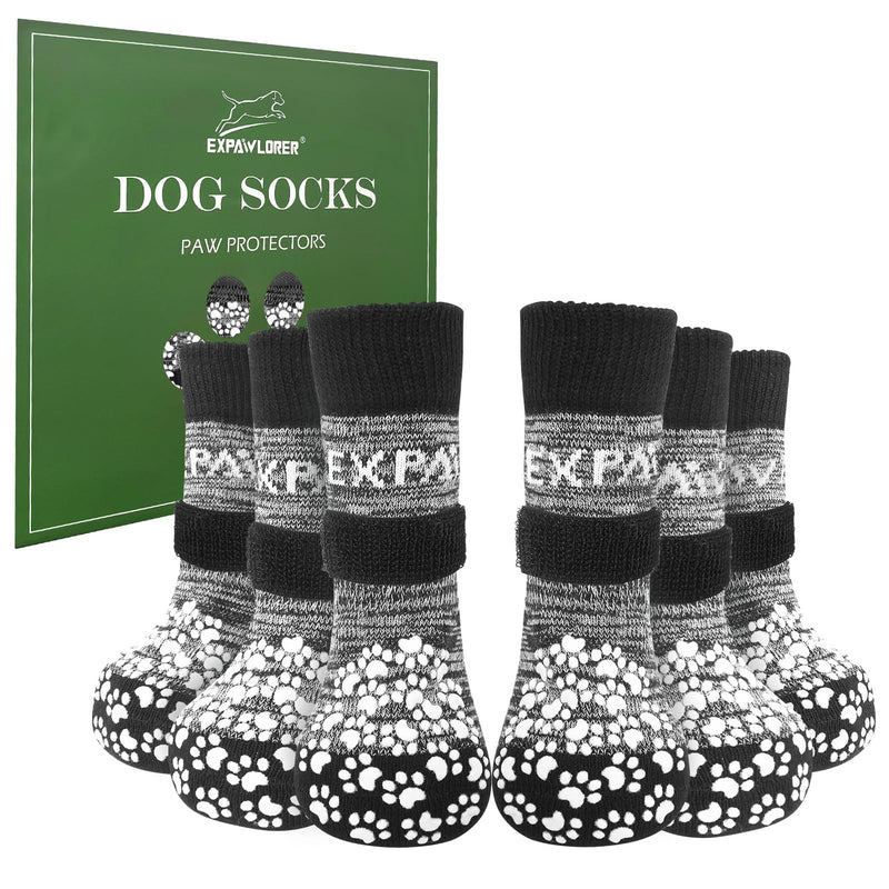 EXPAWLORER 6Pcs Anti-Slip Dog Socks to Prevent Licking Paws,Dog Shoes for Hot Pavement,Dog Booties Traction Control on Hardwood Floor,Boots & Paw Protectors, for Puppy Small Medium Large Senior Dogs X-large (6 Count) Grey - PawsPlanet Australia