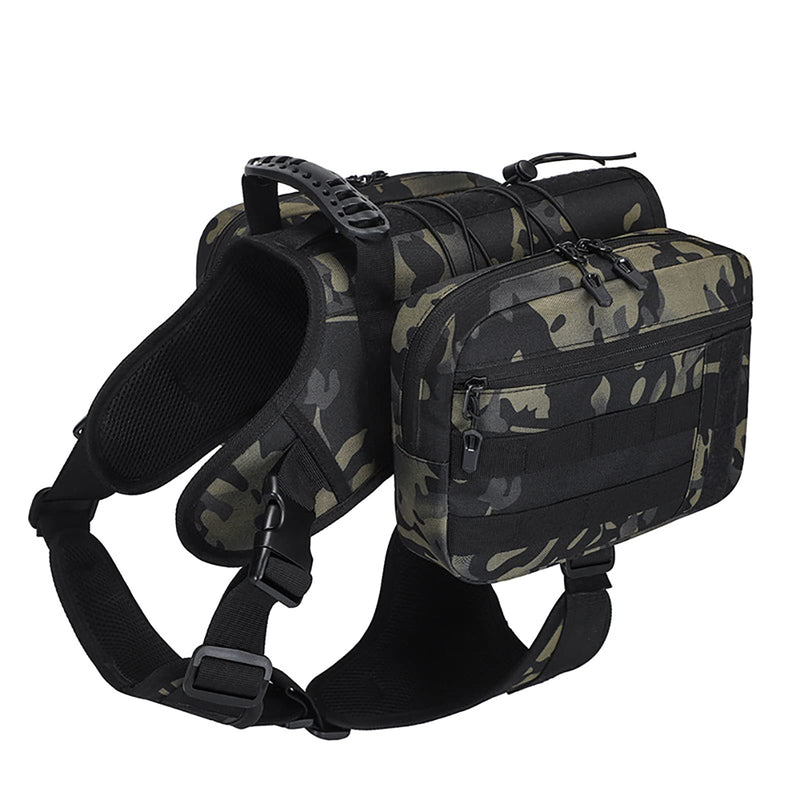 BYGD Outdoors Dog Hiking Backpacks, Hiking Backpack for Large Dogs with Side Pockets, Adjustable Strap, Large Capacity 2 Spacious Side Bags, Breathable Waterproof Fabric (Camo) Camo - PawsPlanet Australia
