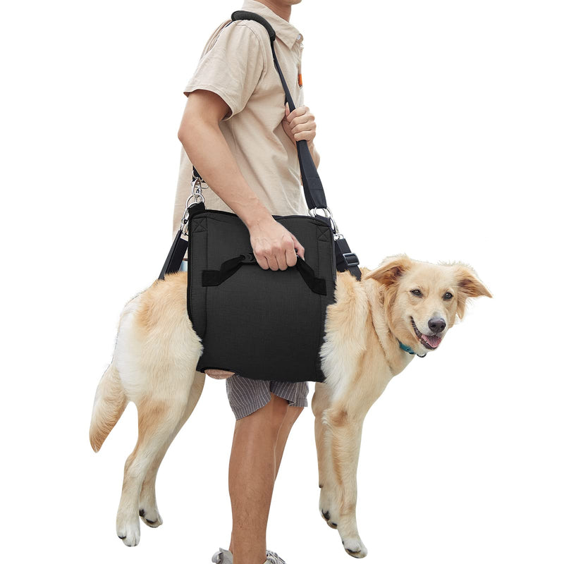 Dog Carry Sling, Emergency Backpack Pet Legs Support & Rehabilitation Dog Lift Harness for Nail Trimming, Dog Carrier for Senior Dogs Joint Injuries, Arthritis, Up and Down Stairs(XL, Black) X-Large - PawsPlanet Australia