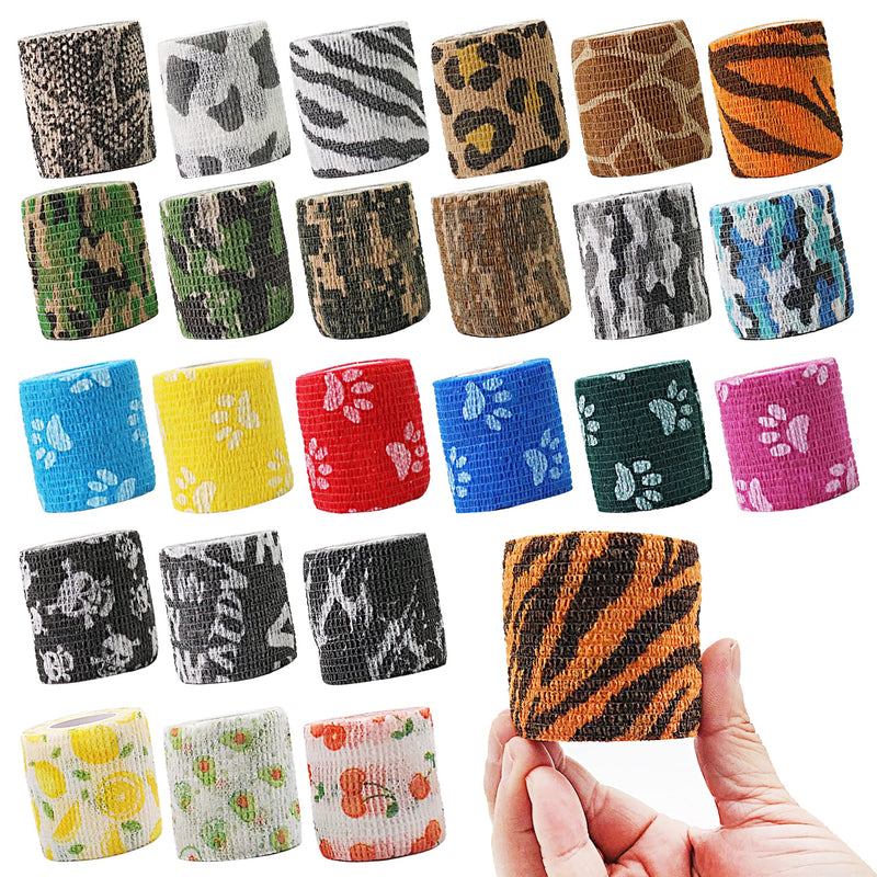 24 Rolls Self Adhesive Bandage Wrap 2 Inchx 5yard Wrap Cohesive Bandage for Doggie Dogs Cats Horses Birds Animals Non-Woven Strong Sports Tape for Wrist Healing Ankle Sprain & Swelling 24Rolls 2Inchx5yard-b - PawsPlanet Australia