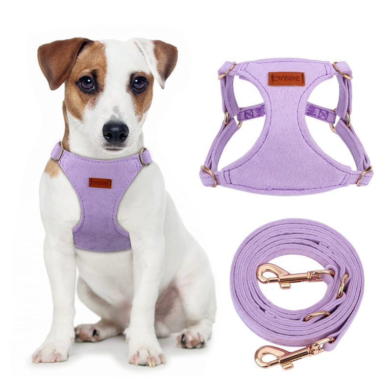 CHEDE No Pull Puppy Harness and Multifunction Dog Leash Set- 8 Colors Soft Adjustable No Choke Escape Proof Cute,Lightweight Pet Vest Harness for Small and Medium Dog (S, Purple) S - PawsPlanet Australia