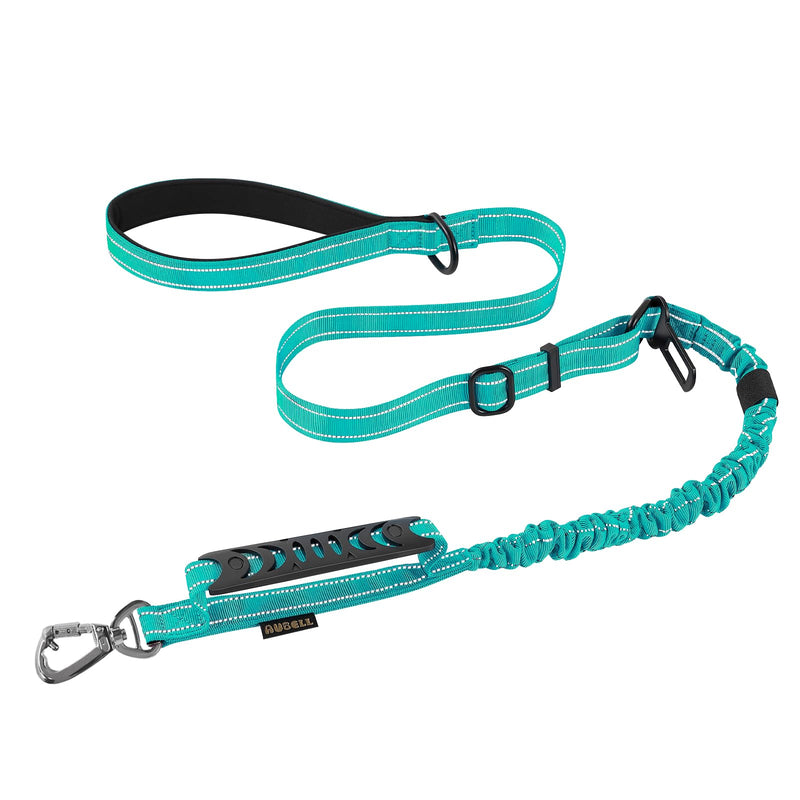 AUBELL Tactical Dog Leash Heavy Duty,4-6ft Reflective Strong No Pull Bungee Leash for Medium Large Dogs with Comfortable Padded Double Handle,Car Seat Belt,360 Degree Rotating Carabiner,Teal M-L Teal - PawsPlanet Australia