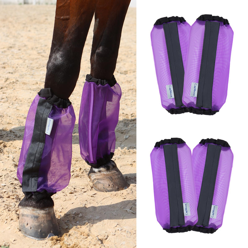 Universal Size Horse Leggings Fine Mesh Horse Fly Boots Greatly Reduce Stomping Breathable Horse Boots Leg Wraps (Set of 4) Purple - PawsPlanet Australia