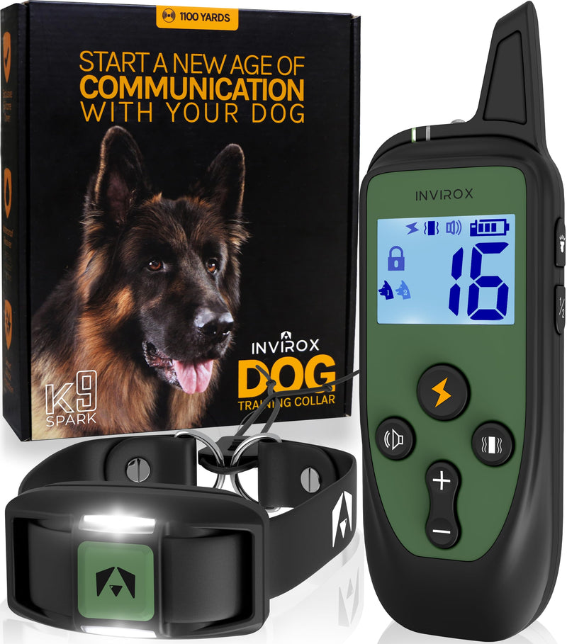 INVIROX Dog Training Collar with Remote [Spark K9] 1100 Yard Range, 124 Levels of Control, Beep, Vibration & E-Stim Modes, IP67 Waterproof E Collar for Dogs Training Spark K9 - PawsPlanet Australia