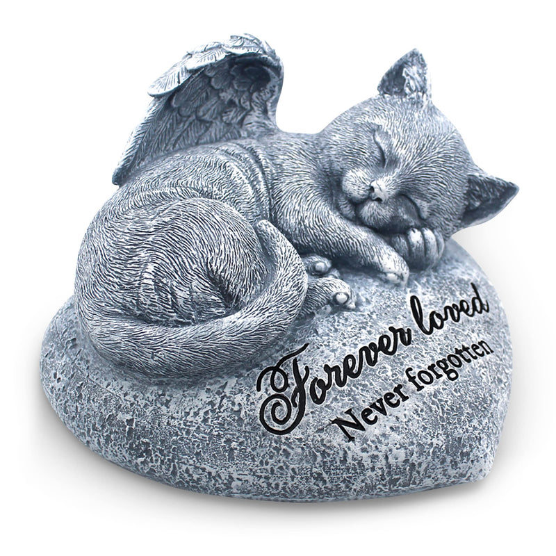 Cat Garden Statue - Pet Memorial Stone - Cat Grave Marker - Beautifully Packaged Memorial Gift, Headstones for Cats or Loss of Cat Sympathy Gift, Sleeping Cat Stepping Stone - PawsPlanet Australia