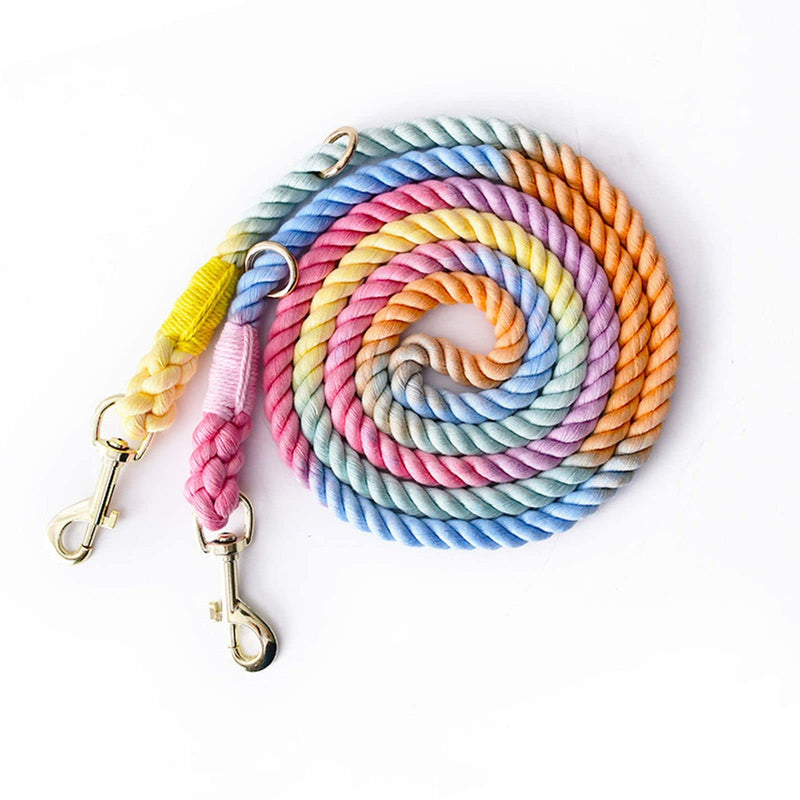 Tesitehi Multifunctional Rope Dog Leash 7.5 FT with Adjustable Double Swivel Hook Hands Free for Small Medium and Large Dogs Running Hiking Camping Walking Colorful Macaron - PawsPlanet Australia