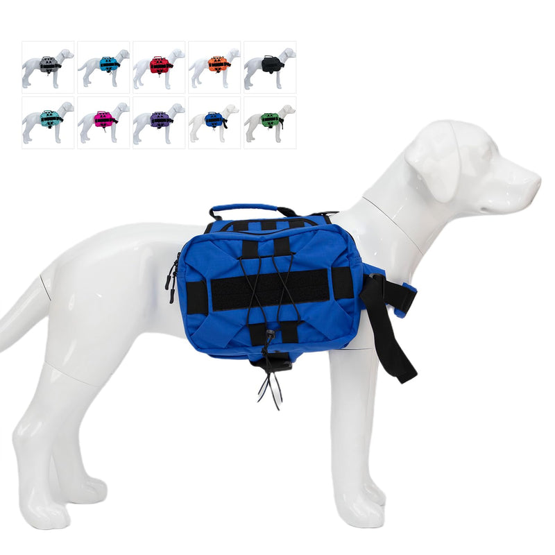 Large Dog Backpack, Outdoor Hound Saddle Bag Dog Pack with Side Pockets for Small Medium Large Dogs, Adjustable Tactical Dog Pack for Hiking, Travel, Camping, Training RoyalBlue M M (chest 28-35 inch) RoyalBlue (Tactical) - PawsPlanet Australia