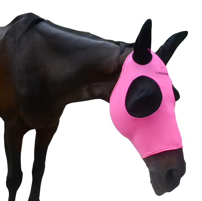 Super Comfort Horse Fly Mask Elasticity Fly Mask with Ears UV Protection for Horse(XL,Pink) pink XL - PawsPlanet Australia