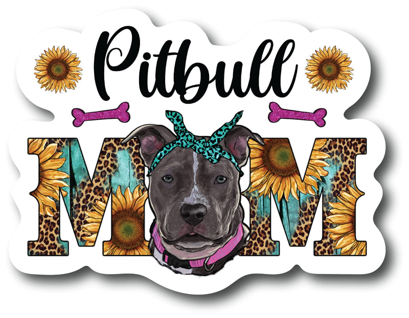 Pitbull Mom 5 Inch Waterproof Decal Sticker Wall Window Sunflower Love Pet Paw Dog Cat Family Bird Pets Pig Rabbit Lover Animal American Granddog Trainer CS1415-2PK - PawsPlanet Australia