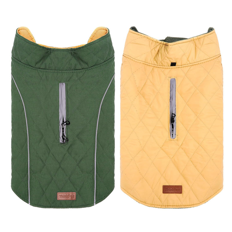 ThinkPet Dog Cold Weather Coats - Cozy Waterproof Windproof Reversible Winter Dog Jacket, Thick Padded Warm Coat Reflective Vest Clothes for Puppy Small Medium Large Dogs M(Chest 18¾-20", Back 12" ) Green - PawsPlanet Australia