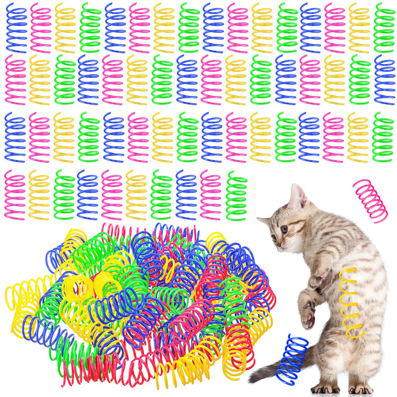 300 Pcs Cat Spring Toy, Cat Spiral Toys Interactive for Indoor Colorful Cats Plastic Springs Coil for Kitten Hunting, Swatting, Biting - PawsPlanet Australia