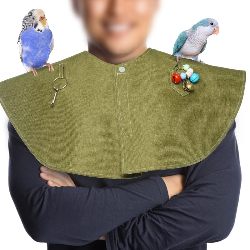 QBLEEV Parrot Anti-Scratch Shoulder Protector, Pet Bird Shoulder Poop Protector, Multi-Functional Pet Shoulder Pad Diaper Shawl for Small Medium Parakeets Cockatiels, Sun Conures, Finches(Green) Green - PawsPlanet Australia