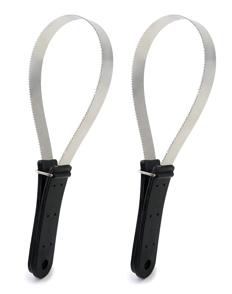 QWORK Horse Groming Shedding Blade, 2 Pcs Stainless Steel Double Sided Hair Brush Scraper with Rubber Handle, for Dogs and Horses - PawsPlanet Australia