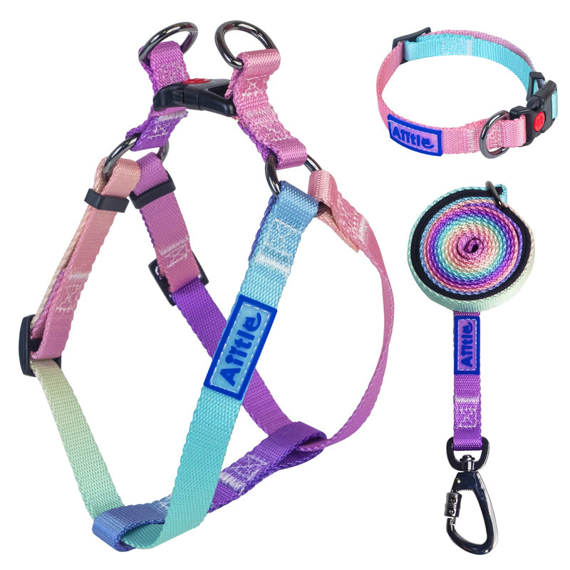 AIITLE Step in Dog Harness Collar Leash Set - Adjustable Heavy Duty No Pull Halter Harness - 360°Swivel Carabiner Clip,Safety Buckle,Easy Fit - Training Walking Running for Small Medium Large Dogs L Pink - PawsPlanet Australia