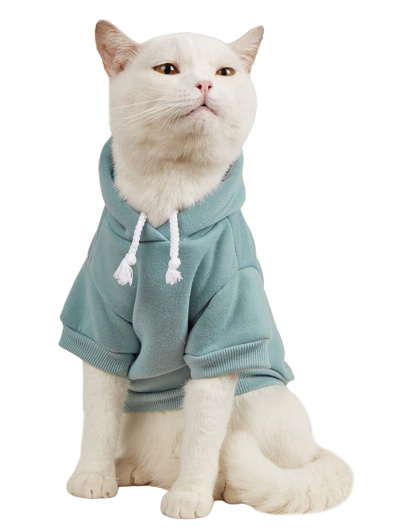 QWINEE Basic Dog Hoodie, Dog Warm Jacket, Cat Apparel, Dog Shirt, Dog Clothes for Puppy Kitten Small Medium Dogs Cats Cadet Blue M - PawsPlanet Australia