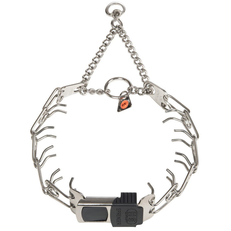 Herm Sprenger Dog Training Prong Collar with Quick Release Cliclock Buckle and Swivel Ring Adjustable Length German Made Stainless Steel Collar for Small to Medium Dogs Up to 15" Neck (2.25mm Prongs) 18in (up to 15" neck) x 2.25mm Links - PawsPlanet Australia