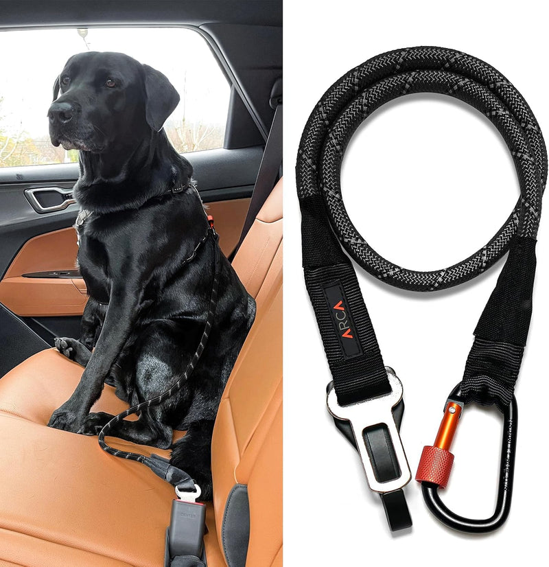 Dog Seat Belt for Car | Universal Dog Car Seatbelt | Durable Reflective Dog Seatbelt with Clip Hook Latch, Buckle and Alloy Carabiner- Safe and Secure Pet Safety Restraint for Dog Black - PawsPlanet Australia