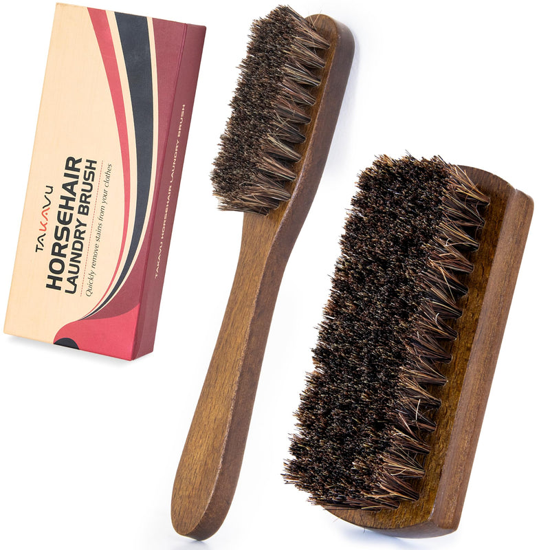 Horsehair Laundry Stain Brushes Set 2pcs by TAKAVU, Natural Soft Bristle for Scrubbing Out Tough Stains on Delicate Fabrics Knits Cotton Leather Washable Fabrics Horse Hair Bristle - 2pcs - PawsPlanet Australia