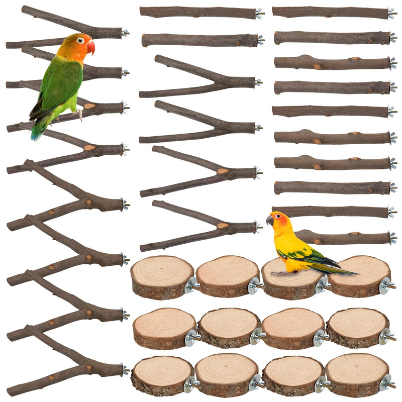 9 PCS Natural Wood Bird Perch, Wooden Parrot Perch Stand Bird Cage Branches Platform Accessories for Parakeets Cockatiels Conures Macaws Finches Love Birds 9 - PawsPlanet Australia