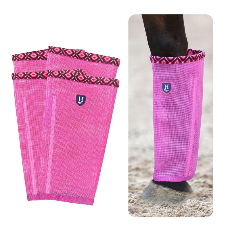 Fine Mesh Fly Boots Loose Fitting & Non-Slip Horse Fly Leggings Fleece Air Flow (Set of 4) Hot Fuchsia Medium - PawsPlanet Australia