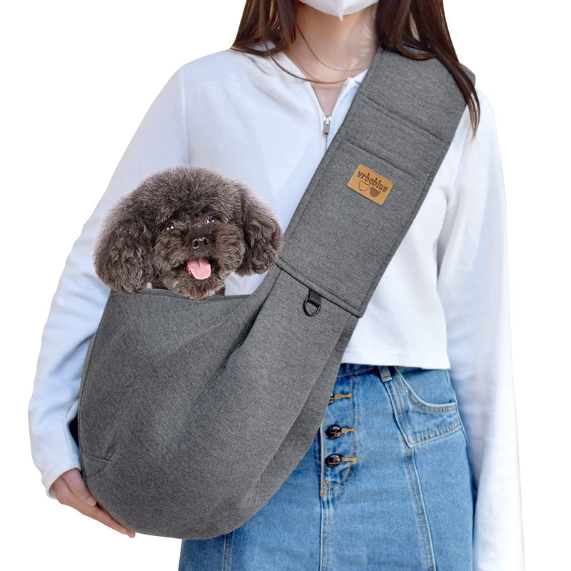 Dog Sling Hands Free Dog Sling Carrier Adjustable Strap Dog Carrier Sling Soft Cotton Dog Carrier Bag Dog Carriers with Pocket for Travel Outdoor(Dark Grey) Thick straps Dark Grey - PawsPlanet Australia