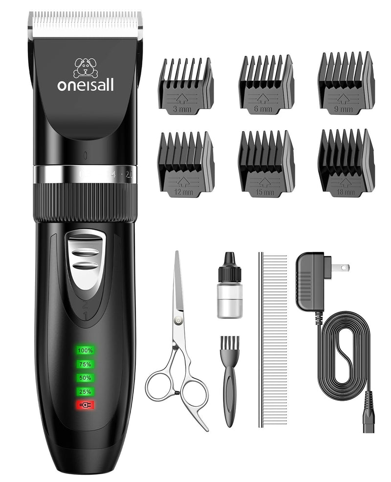 oneisall Quiet Cat Clippers for Matted & Long Hair, 2-Speed Cordless Pet Shaver Grooming Kit for Cats, Small Dogs & Animals (Black) Black - PawsPlanet Australia