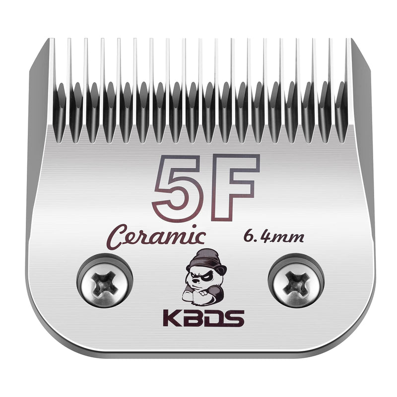 KBDS Detachable Pet Dog Grooming Ceramic Clipper Blades,Compatible with Most Andis,Oster A5/A6,Wahl KM Series Clippers,Size 5FC 1/4'' Inch 6.4mm Cut Length, 5F Blade 5F:1/4"(6.3mm)
