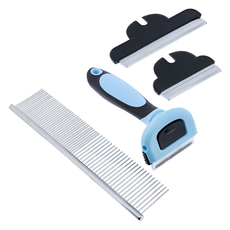 Deshedding Dog Brush Set - Interchangeable 3-in-1 Long to Short Hair Dog Shedding Brush for Dogs Cats Plus Comb - PawsPlanet Australia