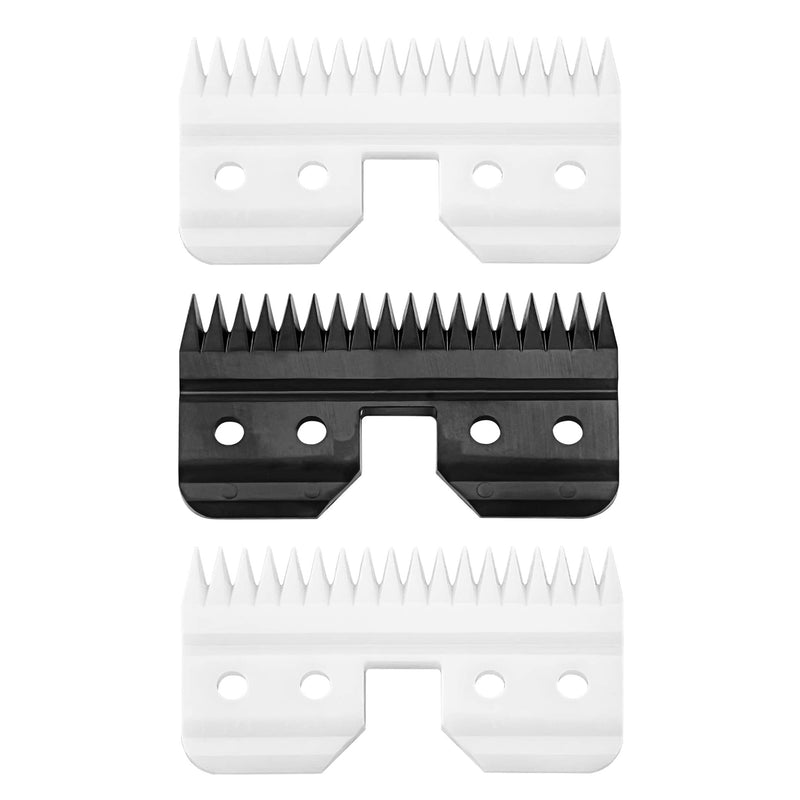 3pcs Oster Fast Feed Clipper Ceramic Blade - Pet Dog Cat Grooming Clipper Replacement Blades, for A5 Trimmer Series, for Andis 18 Teeth Detachable Ceramic Blade Part, for Wahl KM2 KM5 KM10 2pcs 18th White and 1pcs Black