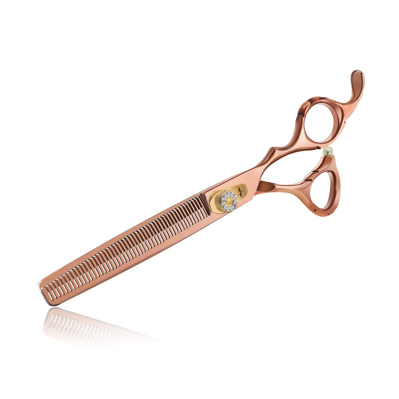 PURPLEBIRD 7 Inch Thinning Dog Grooming Scissors,50 Teeth Blending Shears, Professional Safety Blunt Tip Trimming Shearing for Dogs Cats Japanese Stainless Steel Bronze 7in Thinning - PawsPlanet Australia