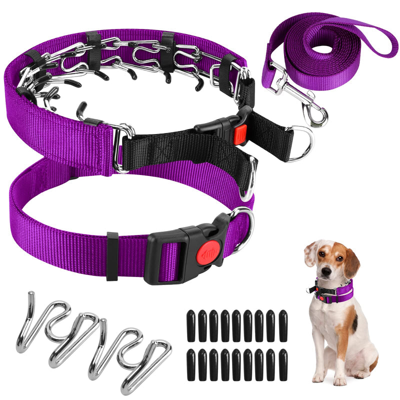Prong Training Collar with Comfort Tips and Quick Release - Dog Choke Pinch Collar with Nylon Cover - Classic Collar and Leash for Small to Large Dogs Medium, 3mm, 14-18'' Neck Purple - PawsPlanet Australia