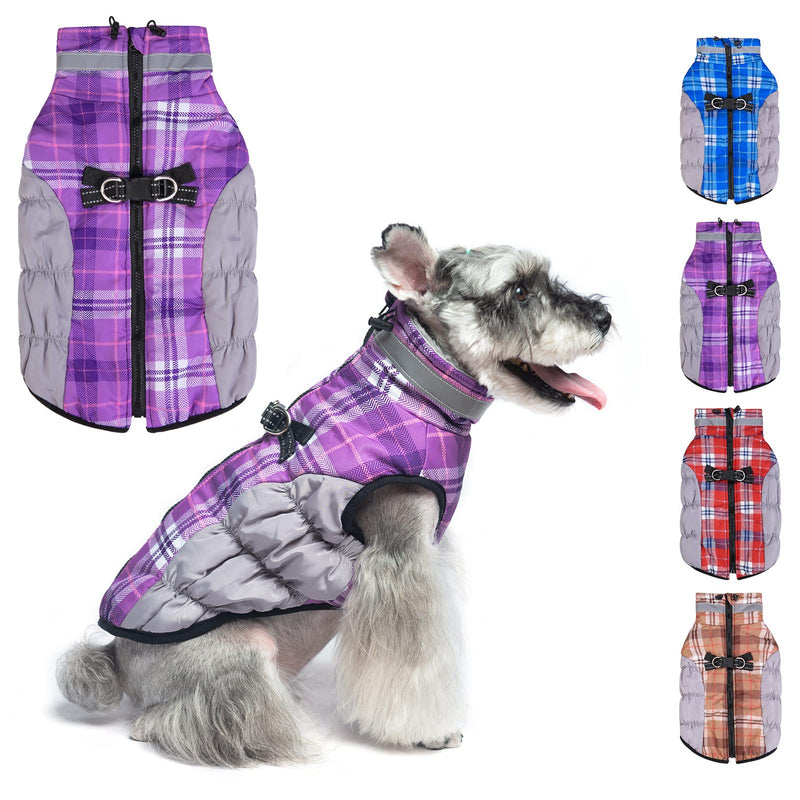 BEAUTYZOO Dog Winter Coat Reflective Dog Jacket Warm Padded Puffer Vest Turtleneck Thick Fleece Lining Pet Apparel for Small Medium Large Dogs Purple