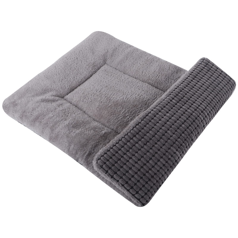 Reversible Dog Bed Mat with Plush and Corn Velvet,Soft Warm Pet Cushion, Dual Purpose Washable Sleeping Mattress Bed for Small Medium Large Dog and Cat XB004 (36"x23", Light Grey) 36"x23" - PawsPlanet Australia