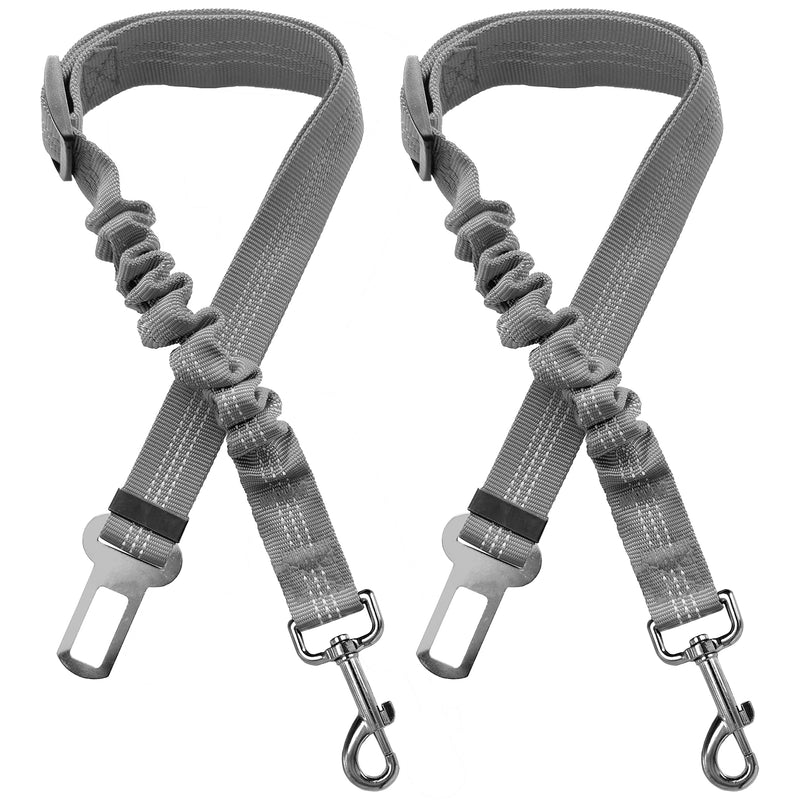 2 Dog Car Harness Seatbelt Seat Belt Leash Travel Accessories Bungee Anti Shock Pet Cat Adjustable Lead Clip Safety Seats Belts Grey 2 Packs - PawsPlanet Australia