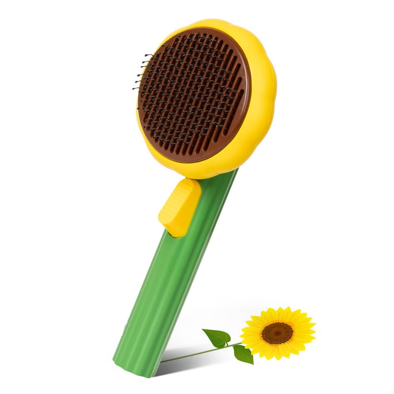 Cat Brush for Shedding, Sunflower Cat Brushes with Gentle Bristles and Release Button, Gentle Self Cleaning Pet Brush for Indoor Cats and Dogs Daily Grooming Tool During Shedding Season