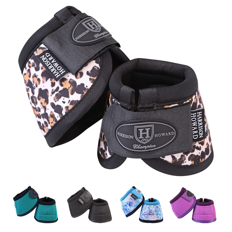 Harrison Howard Horse Bell Boots Overreach Bell Boots No-Turn Bell Boots for Horse-Durable Protective Hoof Boot Full (Large) Leopard Print - PawsPlanet Australia