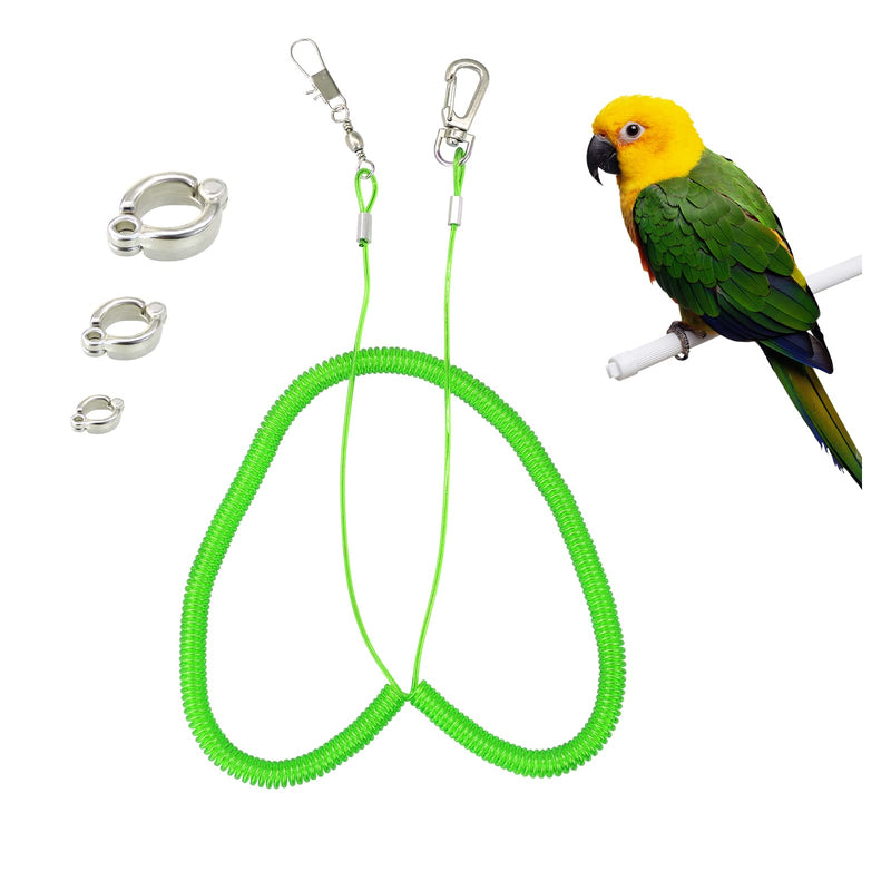 Wishlotus Parrot Flying Rope, 5 Meters Parrot Foot Chain Flying Training Leash Outdoor，Anti-Bite Elastic String Training Harness for Agapornis Fischeri Cockatiels Starling Birds (Green) green - PawsPlanet Australia