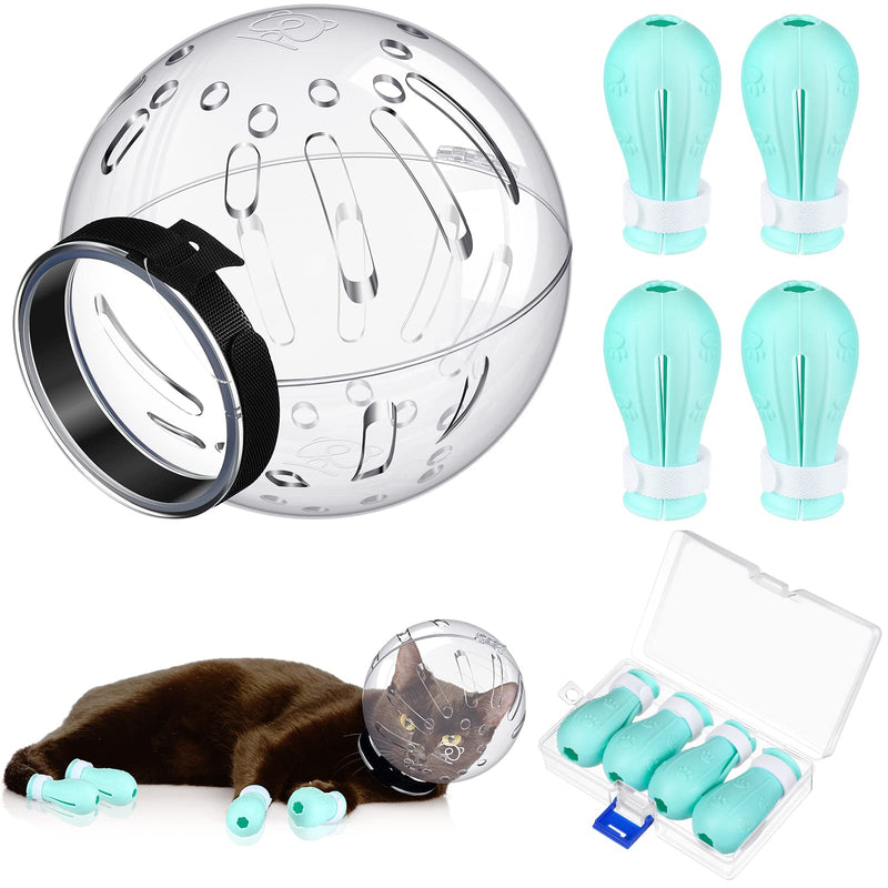 Cat Muzzle for Grooming Cat Adjustable Hood with Cat Paw Covers, Kitten Breathable Anti Bite Muzzles Anti Scratch Boots Silicone Cat Shoes Boots Cat Paw Protector for Cats Bathing Shaving (Large) Large - PawsPlanet Australia